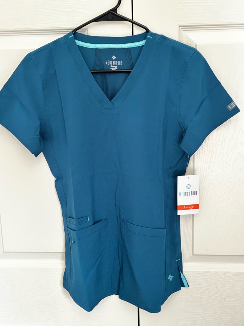 Med Couture Teal V-Neck Scrub Top